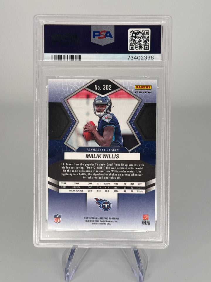 Malik Willis 2022 Panini Mosaic Green Mosaic Rookie, PSA 10 Gem Mint