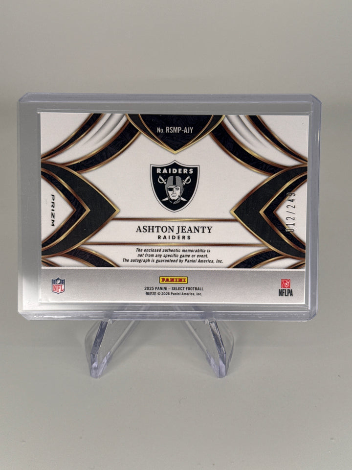 Ashton Jeanty 2025 Panini Select Rookie Patch Auto, 012/249