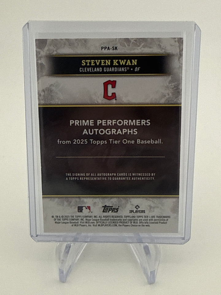 Steven Kwan 2025 Topps Tier One Holo Silver Auto, 06/10
