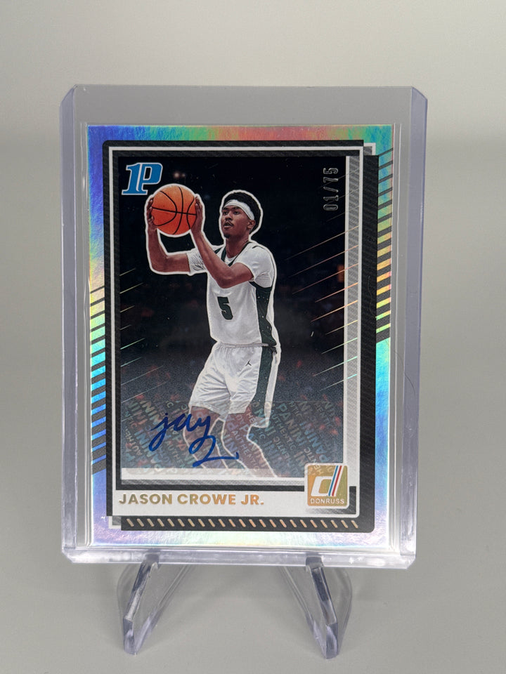 Jason Crowe Jr. 2026 Panini Donruss 1st Prospect Silver Auto, 01/75