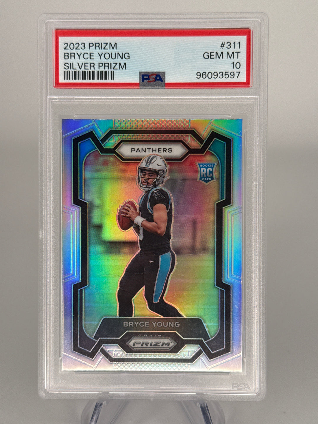 Bryce Young 2023 Panini Prizm Silver Prizm Rookie, PSA 10 Gem Mint