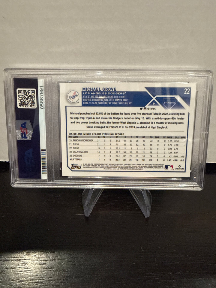Michael Grove 2023 Topps Chrome Green Wave Rookie, 90/99, PSA 10 Gem Mint
