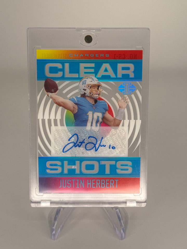 Justin Herbert 2021 Panini Illusions Clear Shots Light Blue Auto, 01/15