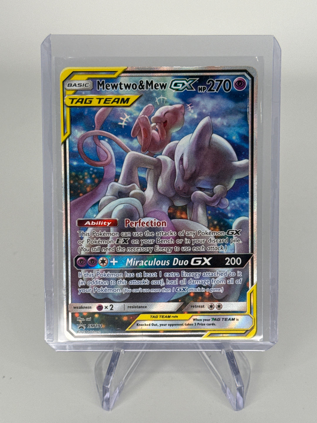 Pokemon TCG 2019 Mewtwo & Mew-GX SM Black Star Promo Holofoil, SM191