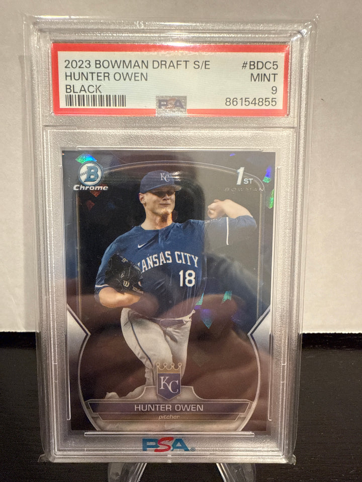 Hunter Owen 2023 Bowman Chrome Sapphire 1st, Black, 04/10, PSA 9 Mint