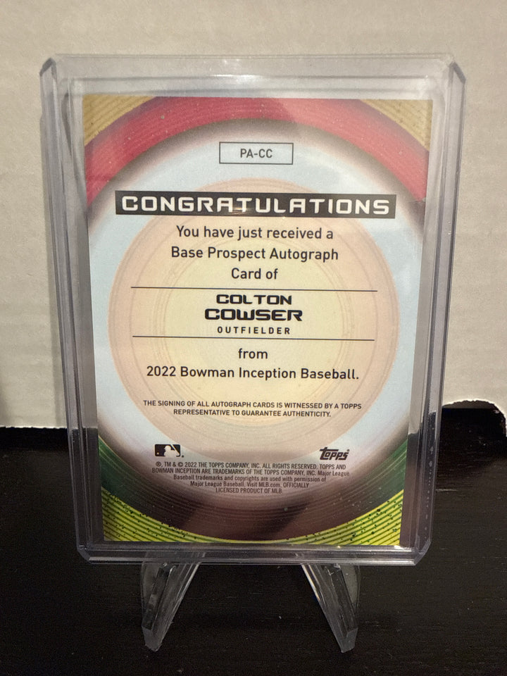 Colton Cowser 2022 Bowman Inception Prospect Fuchsia Auto, 38/75