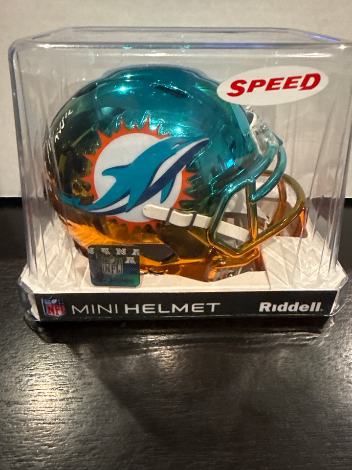 Jaylen Waddle Miami Dolphins Autographed 2-Tone Chrome Speed Mini Football Helmet (JSA)