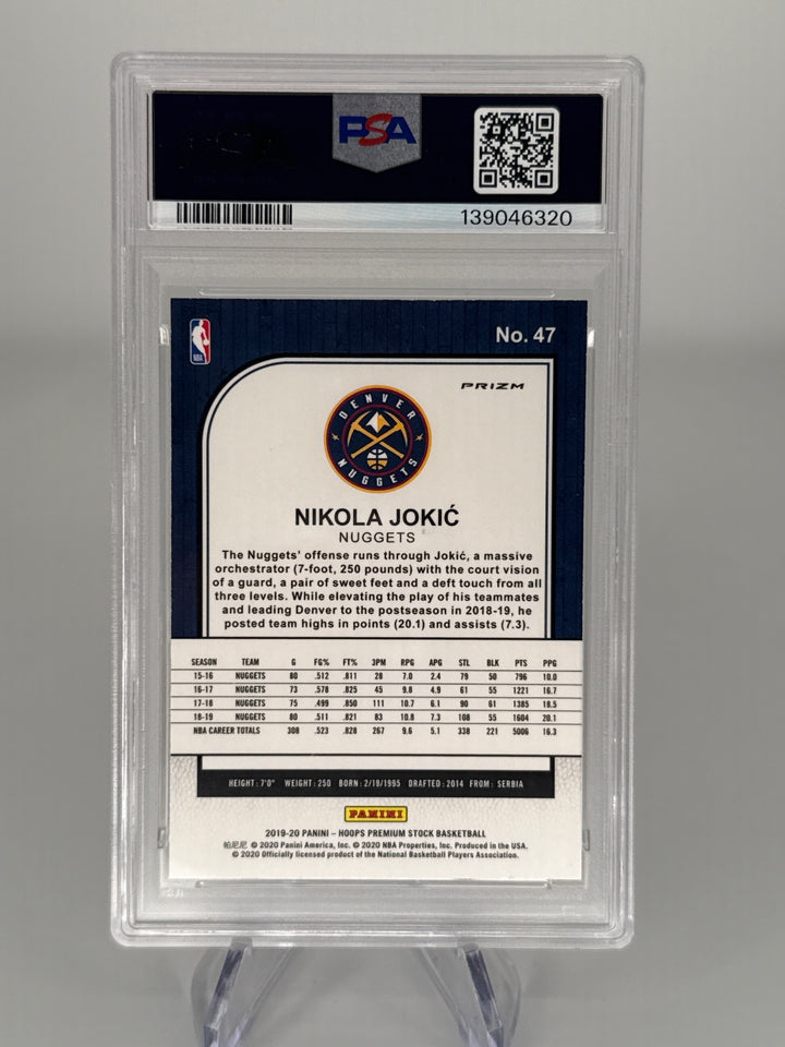 Nikola Jokic 2019 Panini NBA Hoops Premium Purple Disco, PSA 10 Gem Mint