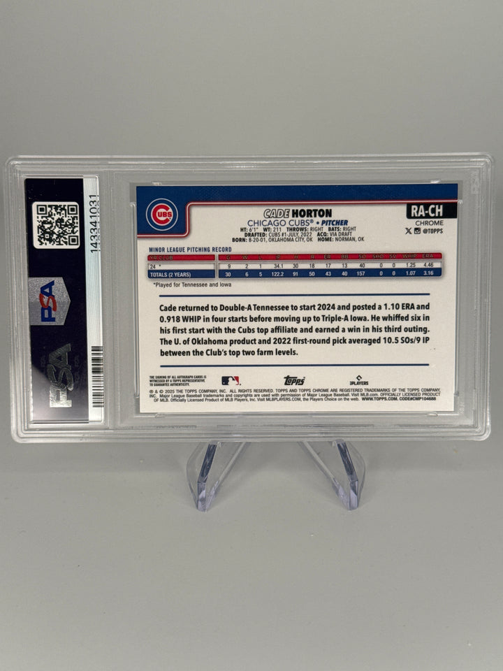 Cade Horton 2025 Topps Chrome Update Blue/Green Lava Lamp Rookie Auto, 164/175, PSA 9 Mint
