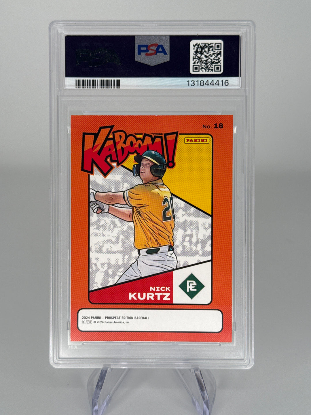 Nick Kurtz 2024 Panini Prospect Editon Kaboom SSP Case Hit Rookie, PSA 9 Mint