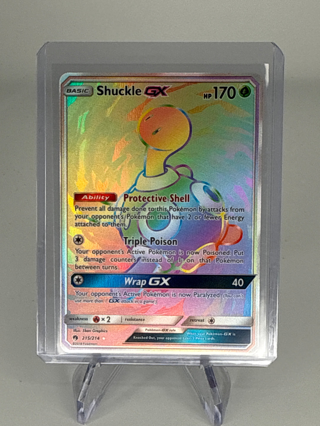 Pokemon TCG 2018 Shuckle GX Lost Thunder Sun & Moon Full Art, 215/214