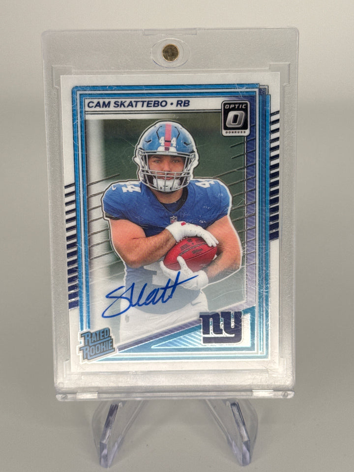 Cam Skattebo 2025 Panini Donruss Optic Rated Rookie Auto, 074/350