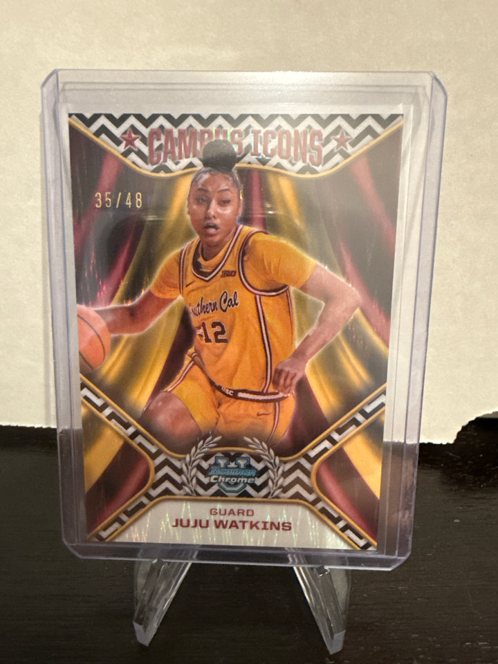 Juju Watkins 2025 Bowman Chrome University Campus Icons Black/White Stealth Refractor, 35/48