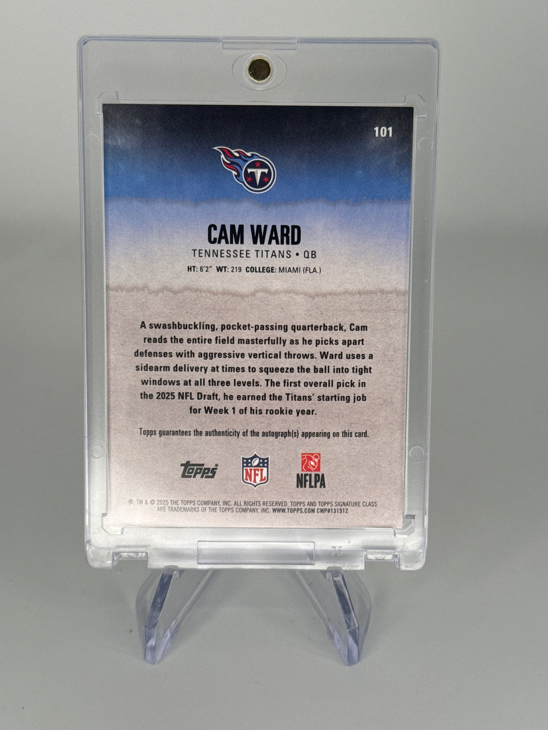 Cam Ward 2025 Topps Signature Class Class Rookie Auto