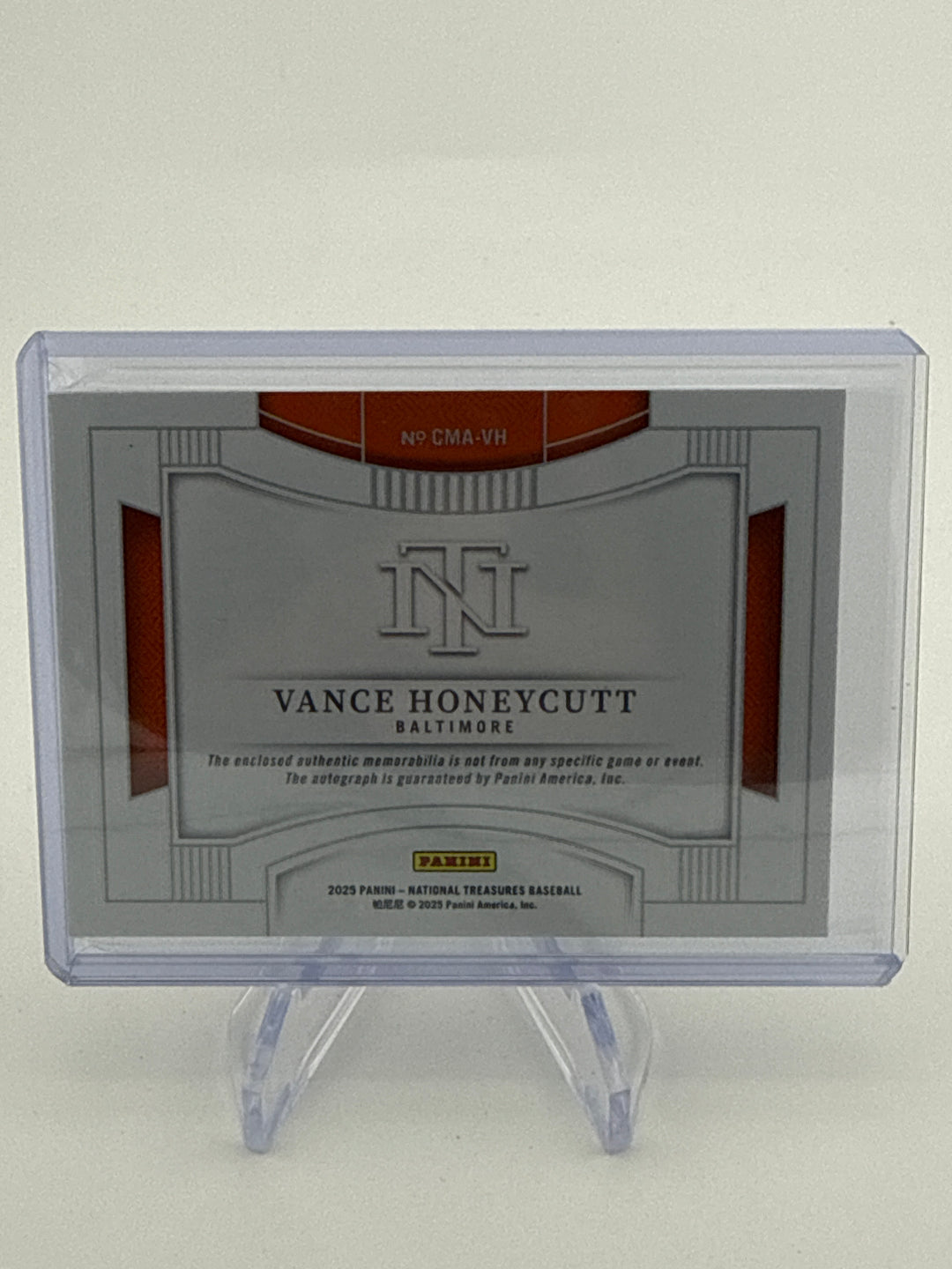 Vance Honeycutt 2025 Panini National Treasures Colossal Jersey Auto, 18/25