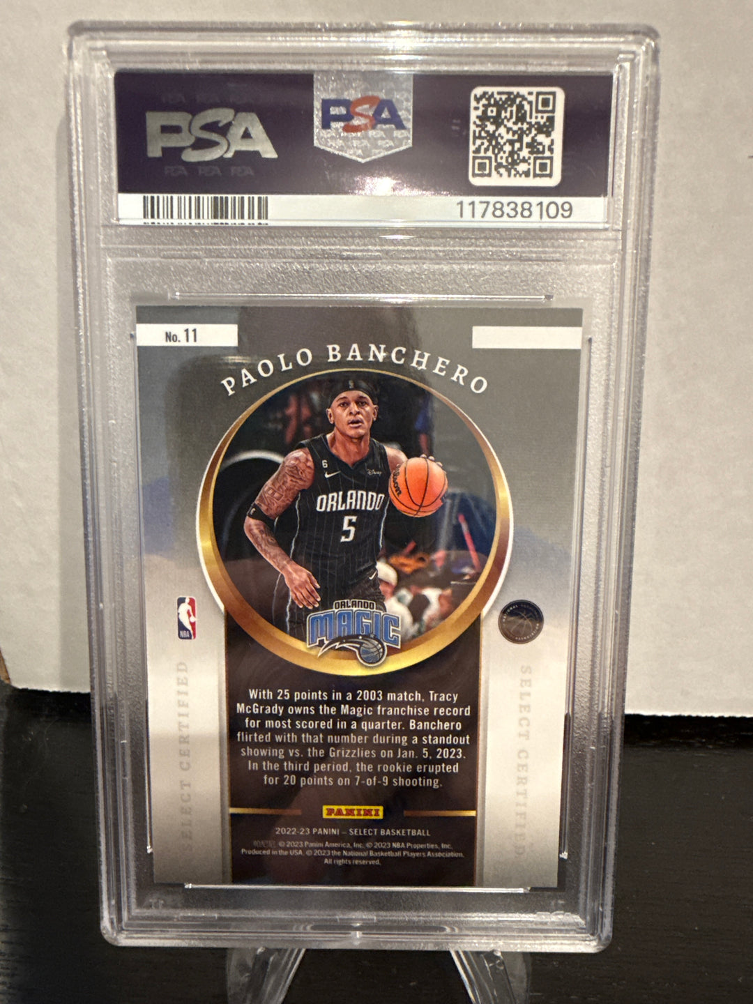 Paolo Banchero 2022 Panini Select Certified Rookie, PSA 10 Gem Mint