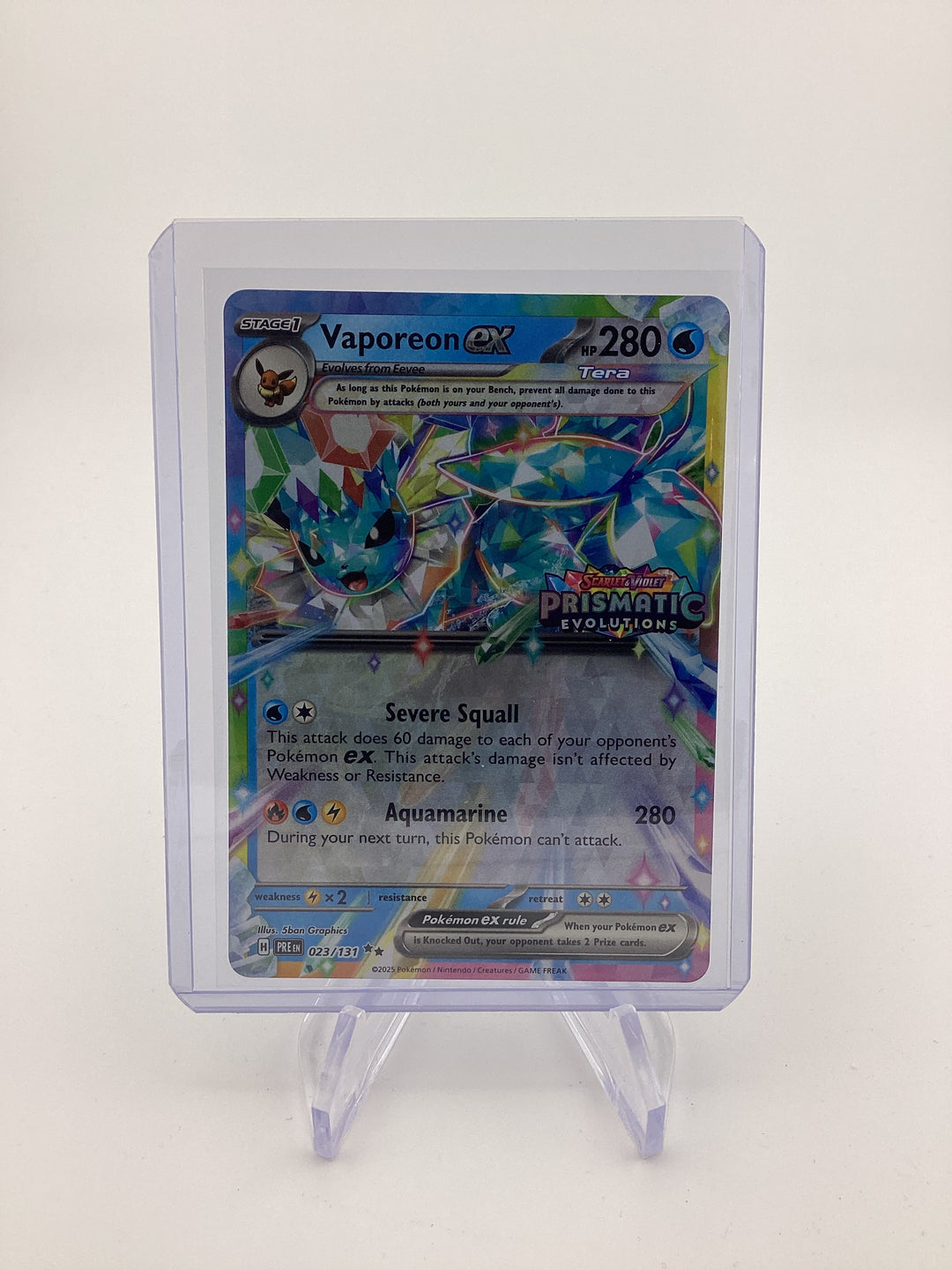 Pokemon TCG 2025 Vaporeon EX Prismatic Evolutions Stamped Hyper Rare, 023/131