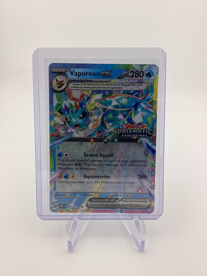 Pokemon TCG 2025 Vaporeon EX Prismatic Evolutions Stamped Hyper Rare, 023/131