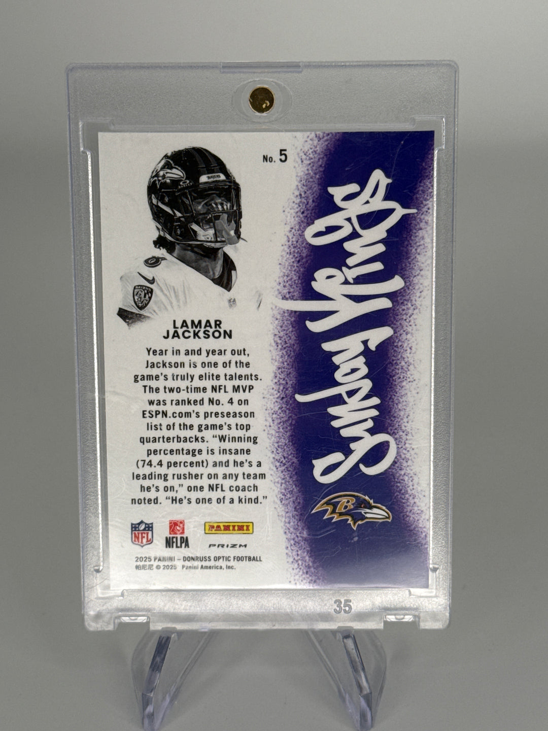 Lamar Jackson 2025 Panini Donruss Optic Sunday Kings SSP Case Hit