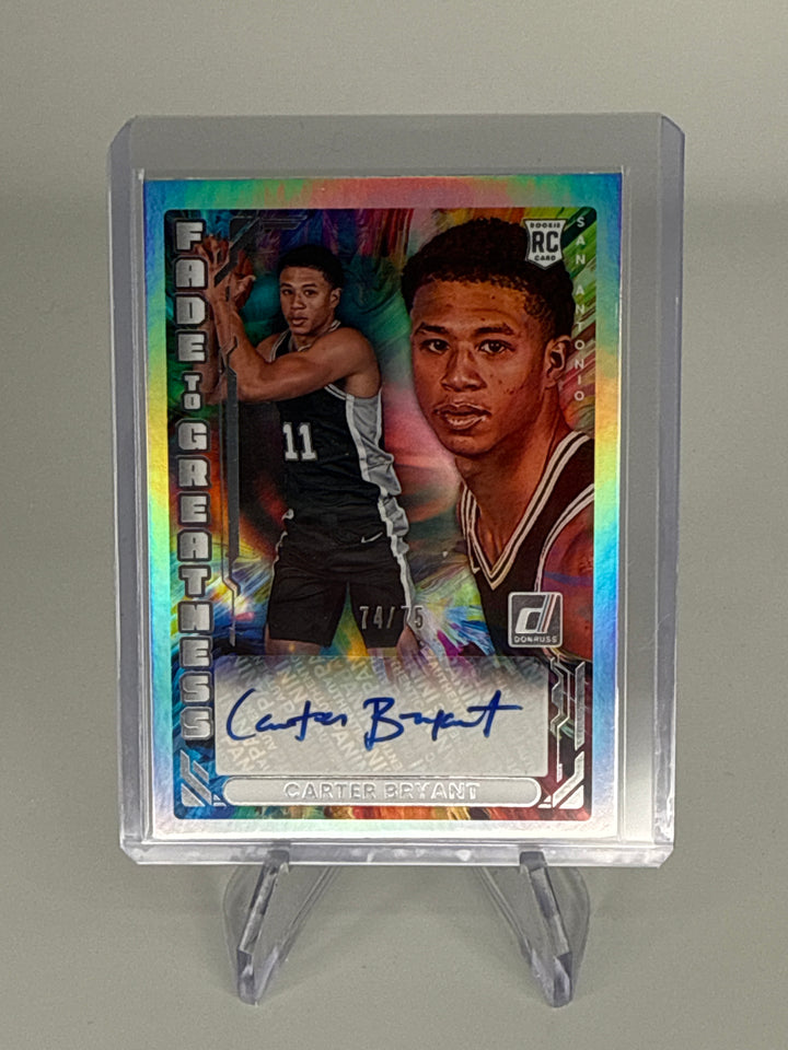 Carter Bryant 2026 Panini Donruss Fade to Greatness Rookie Auto, 74/75