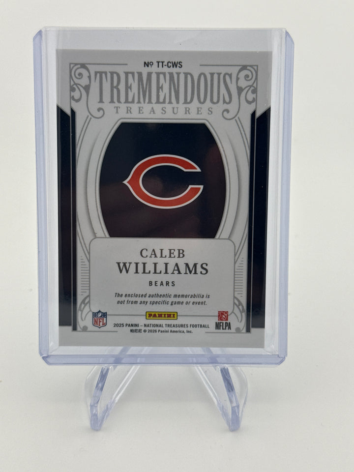 Caleb Williams 2025 Panini National Treasures Tremendous Treasures Relic, 66/99
