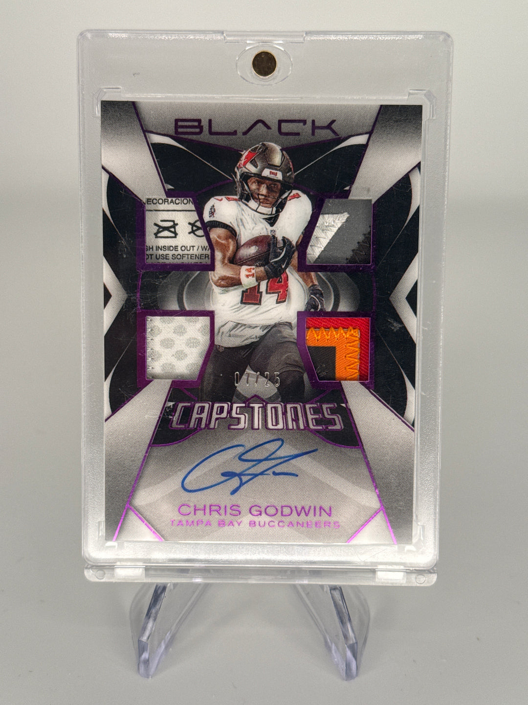 Chris Godwin 2025 Panini Black Capstones Quad Patch Auto, 07/25
