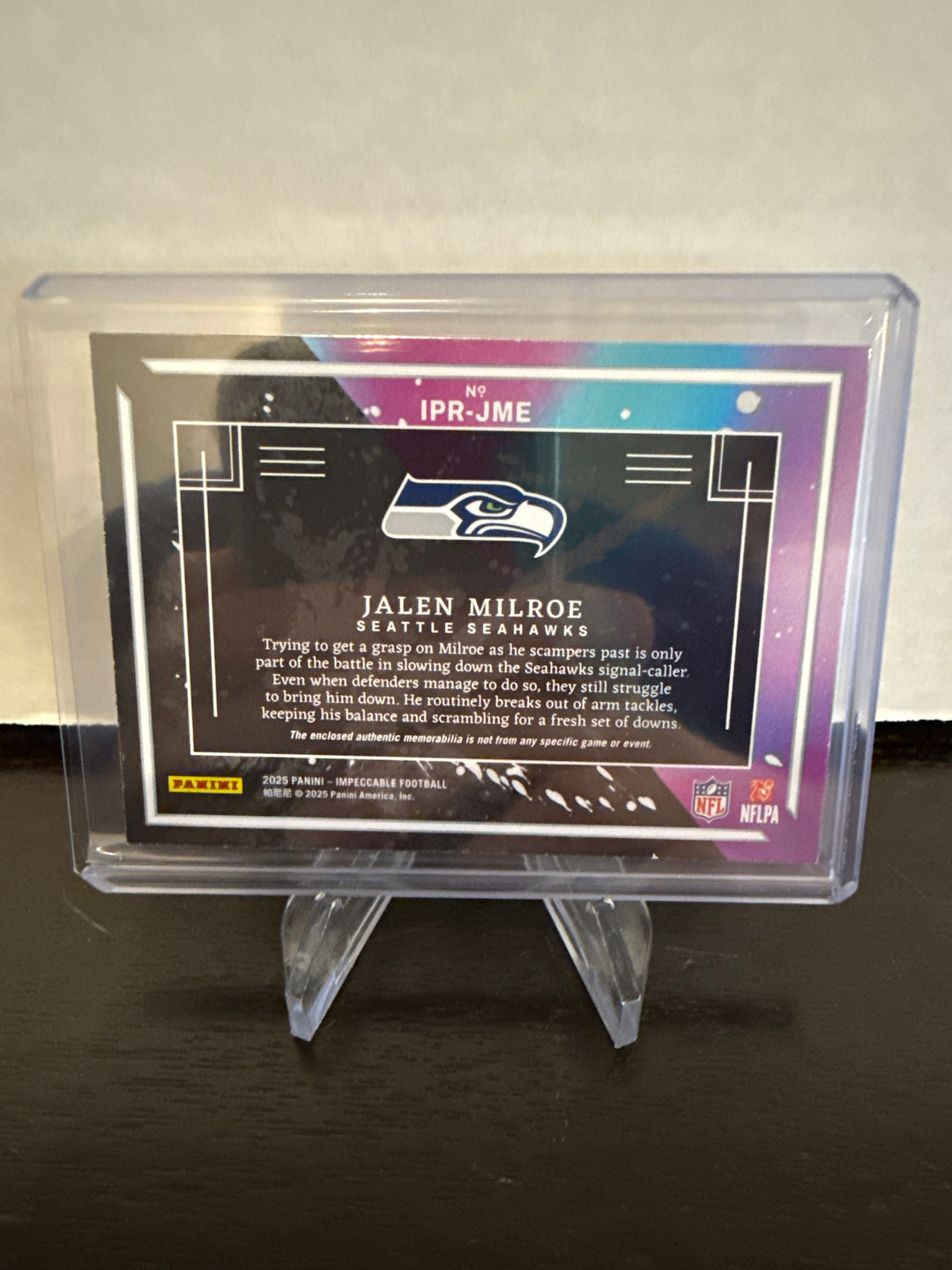 Jalen Milroe 2025 Panini Impeccable Impatchable Rookie Relic Silver, 08/25