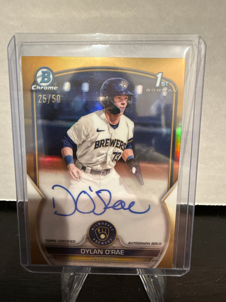 Dylan O'Rae 2023 Bowman Chrome 1st Bowman Gold Refractor Auto, 25/50