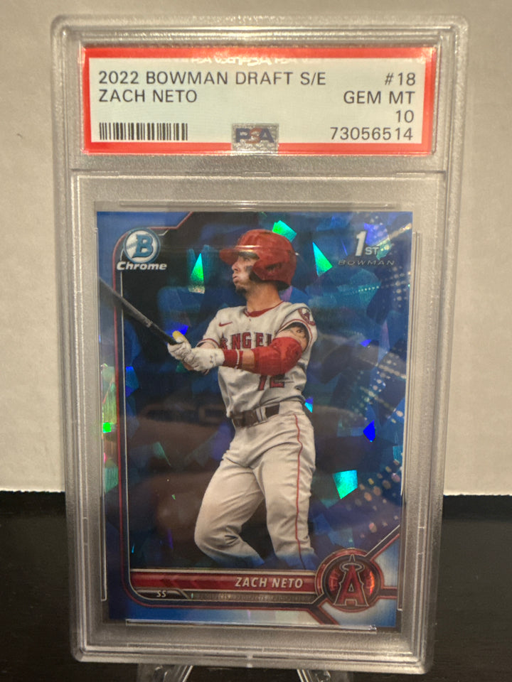Zach Neto 2022 Bowman Draft Sapphire 1st, PSA 10 Gem Mint