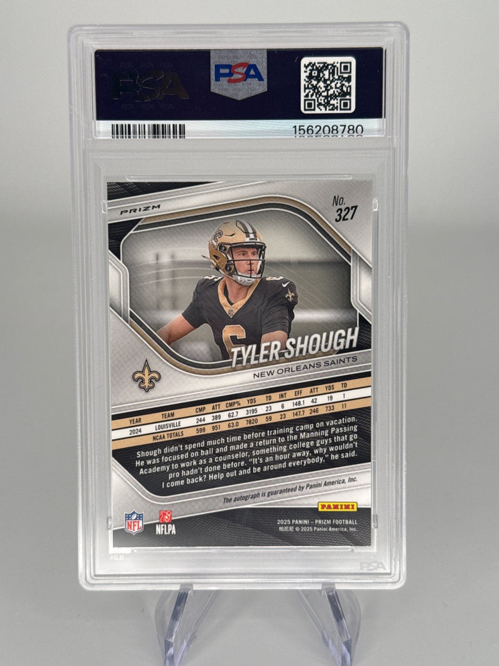 Tyler Shough 2025 Panini Prizm Silver Prizm Rookie Auto, PSA 10 Gem Mint