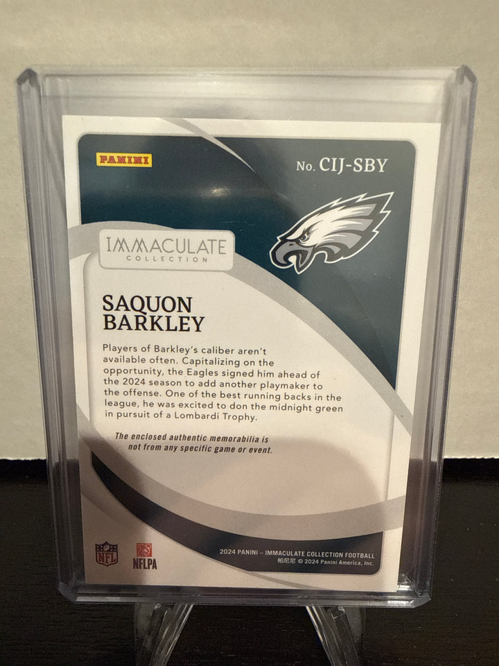 Saquon Barkley 2024 Panini Immaculate Clearly Immaculate Jersey, 44/99