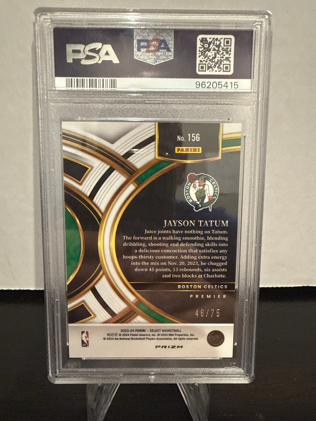 Jayson Tatum 2023 Panini Select White Disco, 46/75, PSA 9 Mint