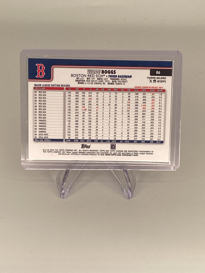 Wade Boggs 2025 Topps Gilded Collection Gold Wave Refractor, 08/25