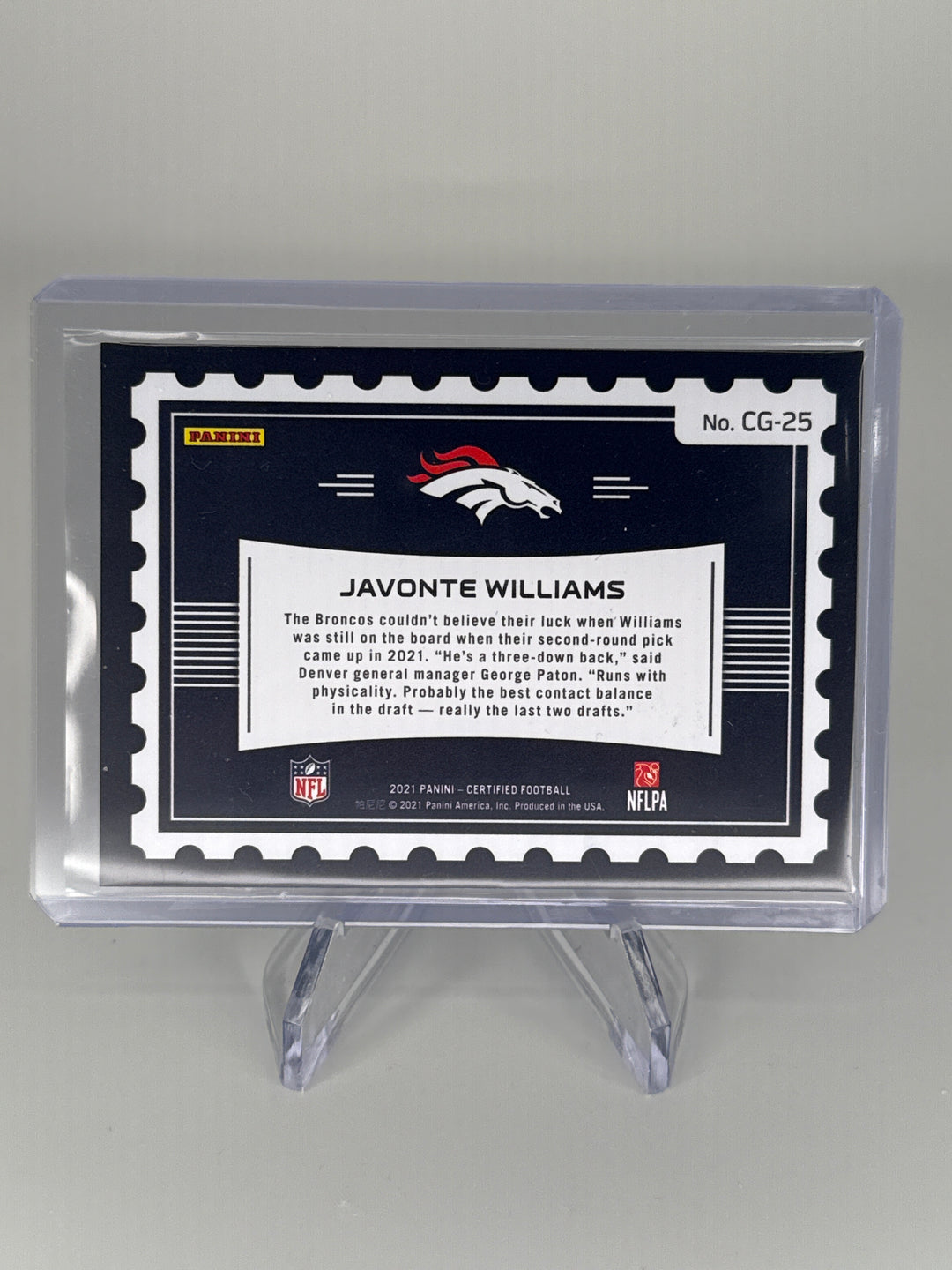 Javonte Williams 2021 Panini Certified Ground SSP Rookie