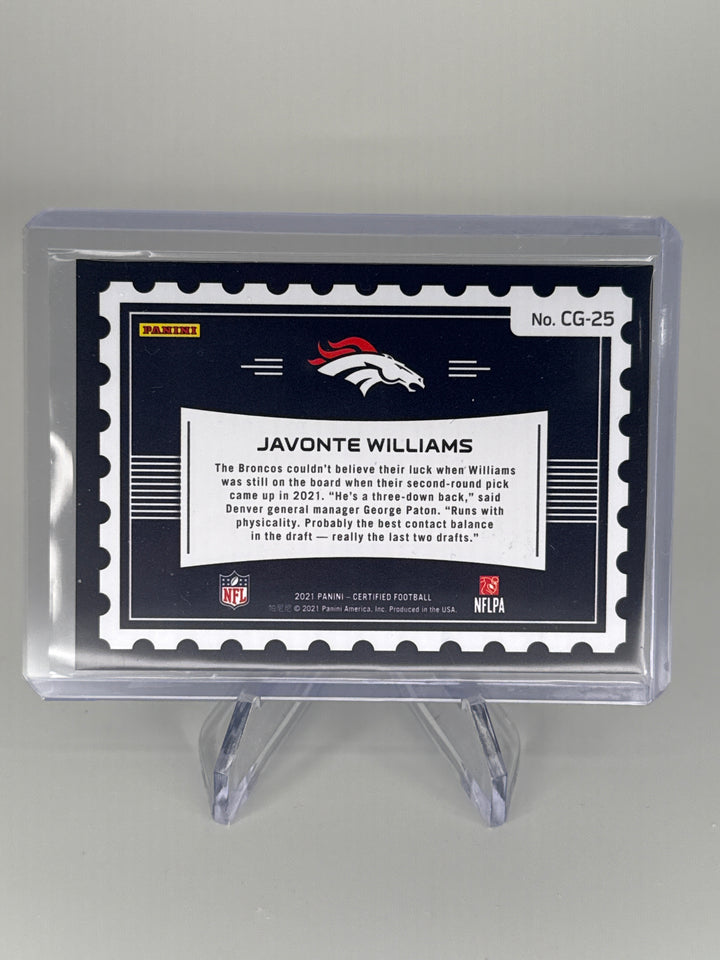 Javonte Williams 2021 Panini Certified Ground SSP Rookie