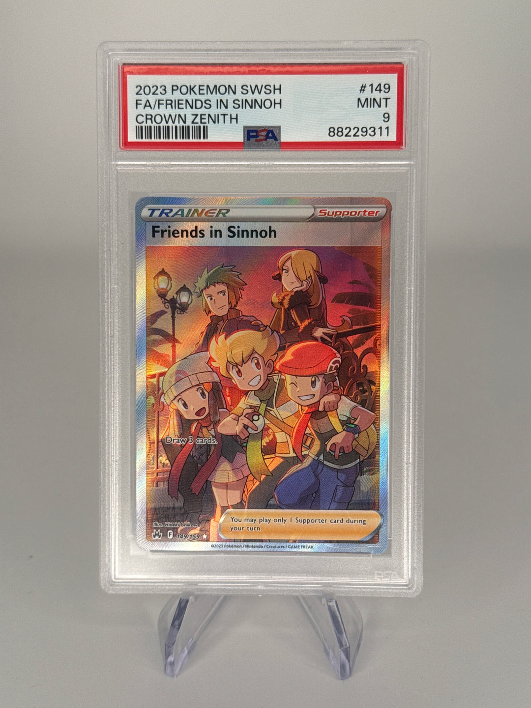 Pokemon TCG 2023 Friends in Sinnoh Crown Zenith Full Art Trainer, 149/159, PSA 9 Mint