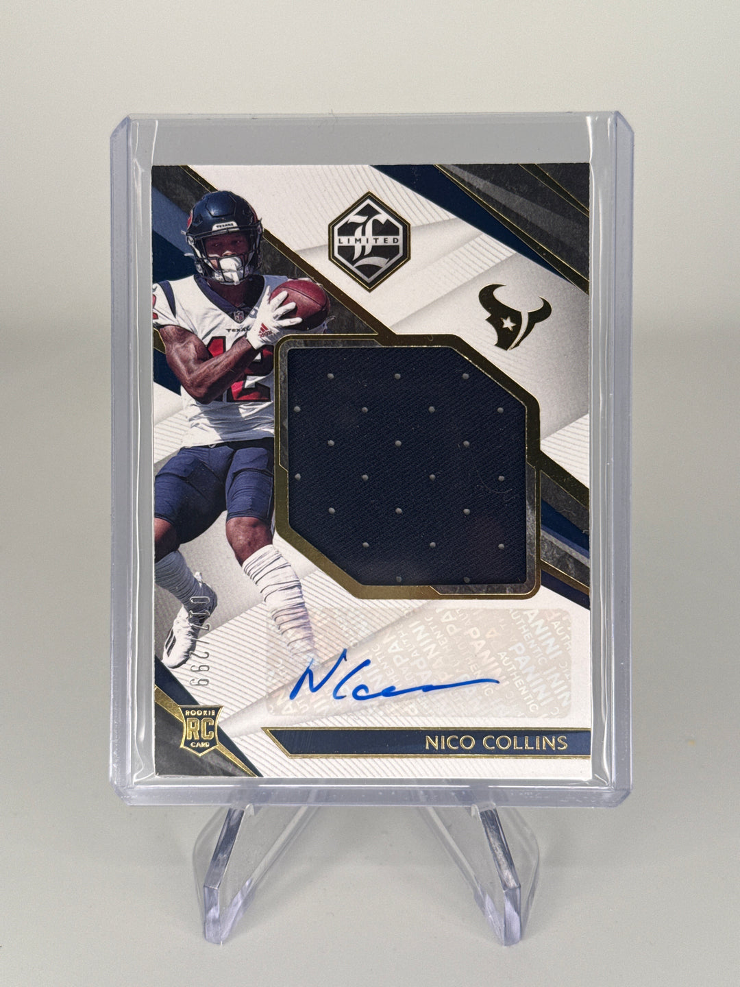 Nico Collins 2022 Panini Limited Rookie Patch Auto, 017/299