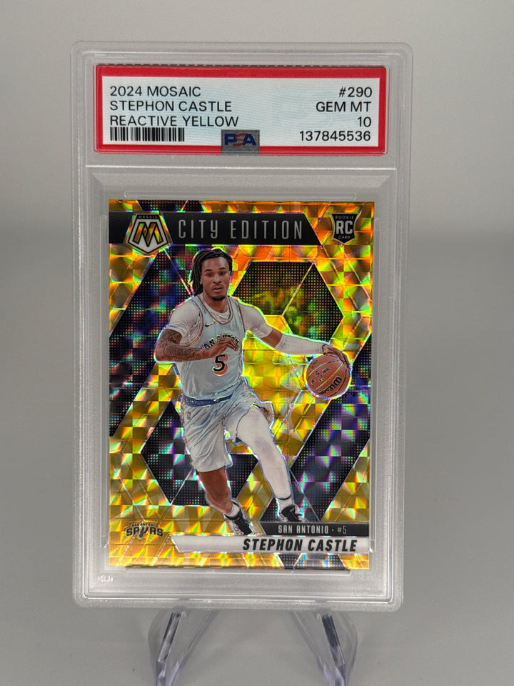 Stephon Castle 2024 Panini Mosaic Reactive Yellow Rookie, PSA 10 Gem Mint