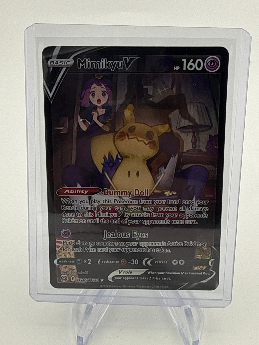 Pokemon TCG 2022 Mimikyu V Lost Origin Trainer Gallery Full Art Holofoil, TG16/TG30