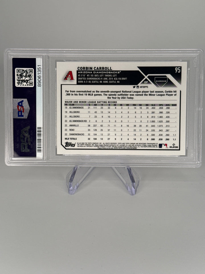 Corbin Carroll 2023 Topps Chrome Logofractor SP Rookie, PSA 9 Mint