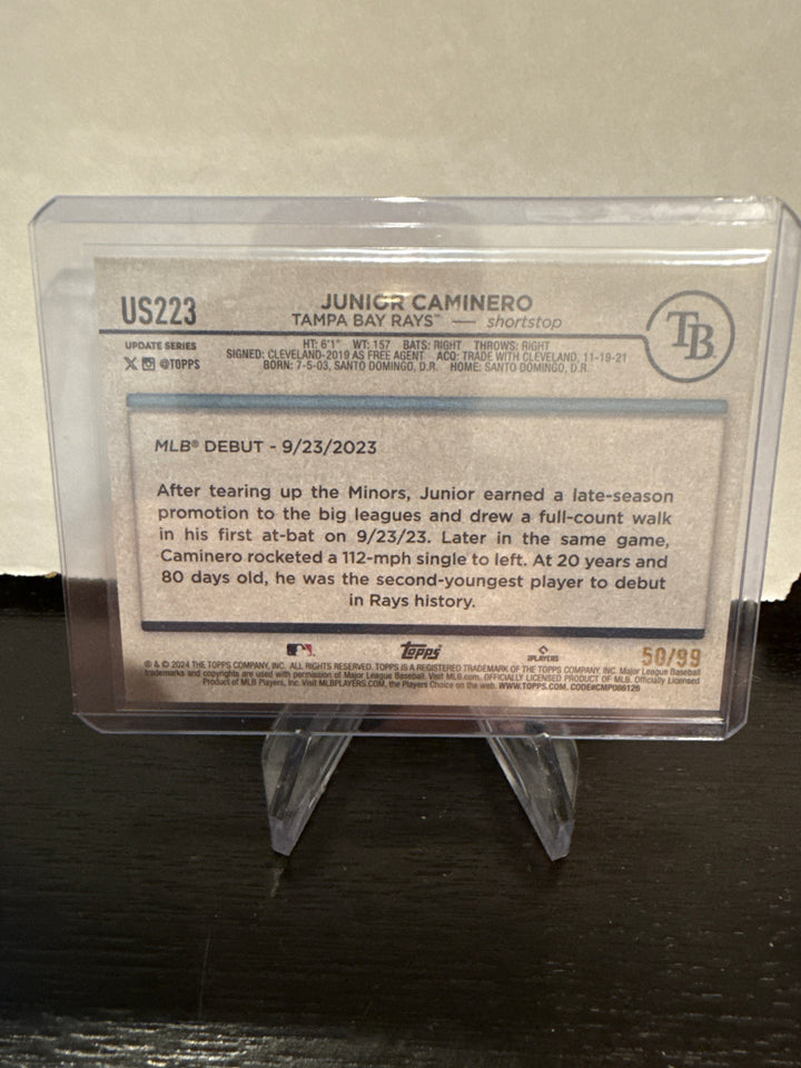Junior Caminero 2024 Topps Update Vintage Stock Rookie, 50/99