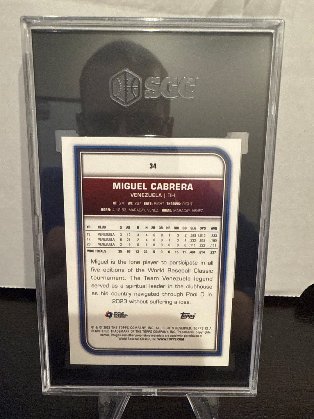 Miguel Cabrera 2023 Topps World Baseball Classic Green Sparkle Foil, 52/75, SGC 10 Gem Mint
