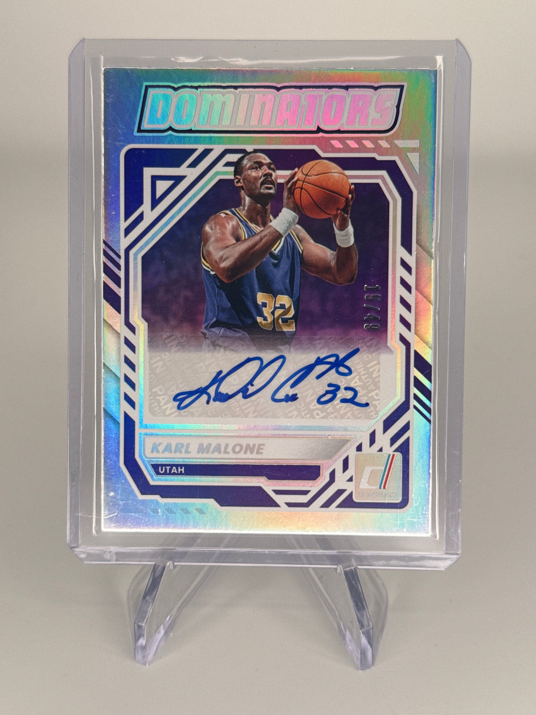 Karl Malone 2025-2026 Panini Donruss Dominators Silver Auto, 15/49