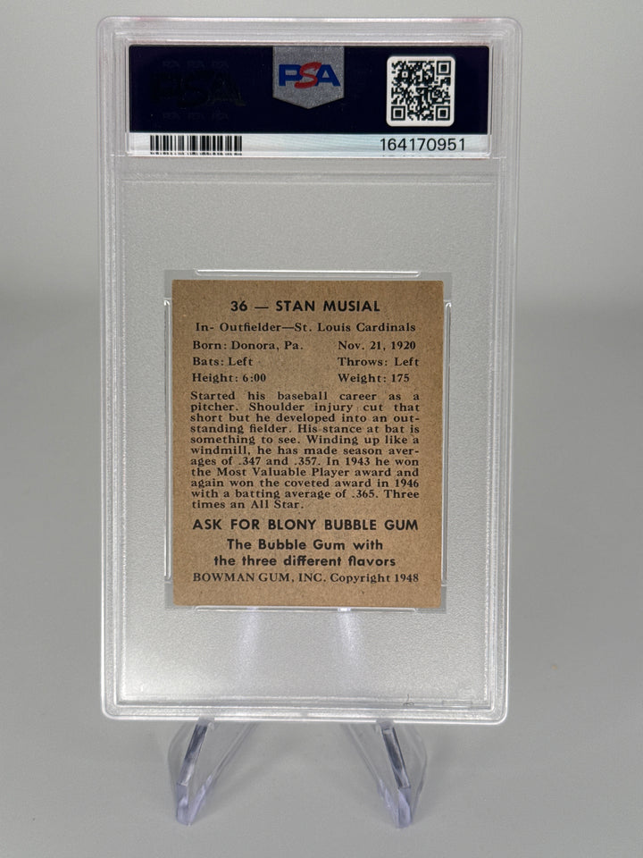 Stan Musial 1948 Bowman Rookie, PSA 3