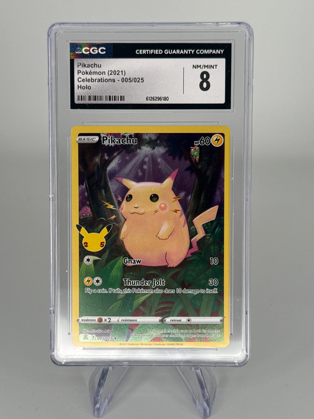 Pokemon TCG 2021 Pikachu Celebrations Classic Collection Holo, 005/025, CGC 8