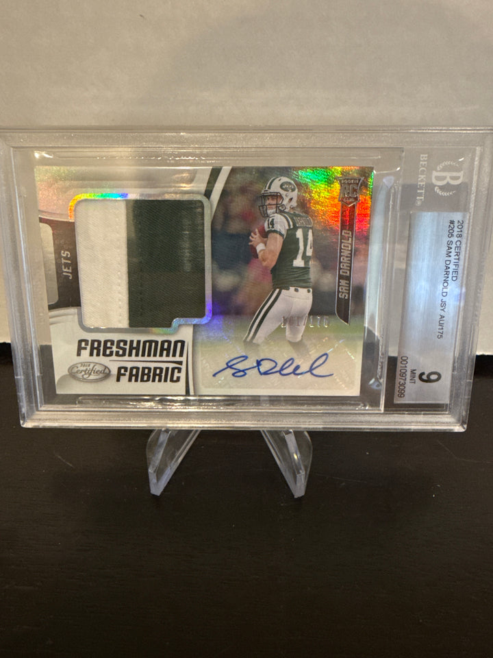 Sam Darnold 2018 Panini Certified Freshman Fabric Rookie Patch Auto, 101/175, BGS 9 Mint
