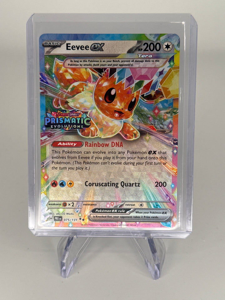 Pokemon TCG 2024 Eevee EX Prismatic Evolutions Stamped Holo, 075/131