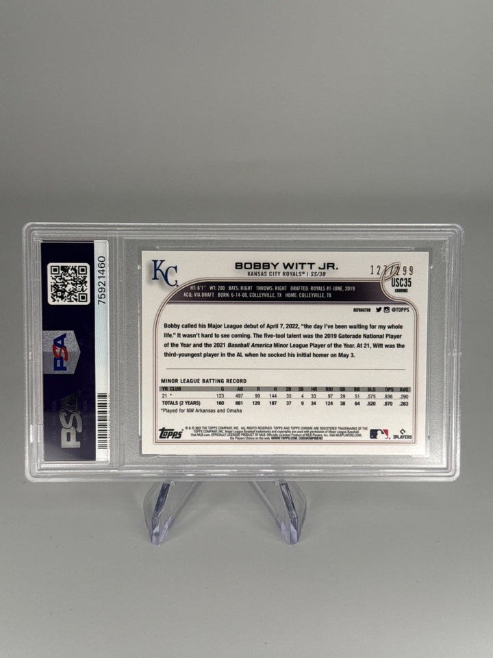 Bobby Witt Jr 2022 Topps Chrome Update Rookie Refractor, 127/299, PSA 9 Mint
