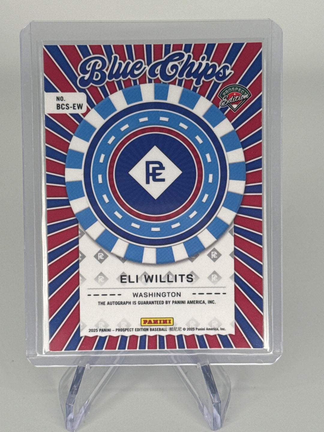 Eli Willits 2025 Panini Prospect Edition Blue Chips Auto, 14/99