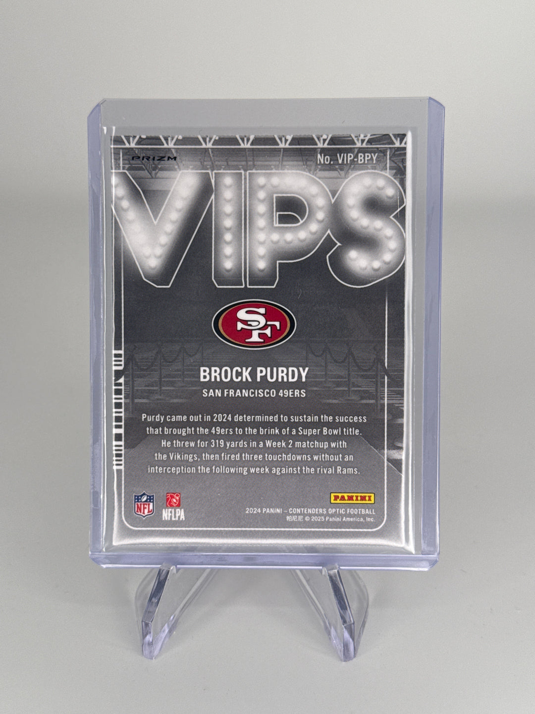 Brock Purdy 2024 Panini Contenders Optic VIPS SSP Case Hit